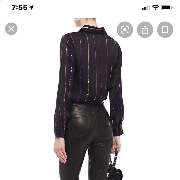 J Brand "Elena" shirt with metallic stripes. - Picture 4 of 10